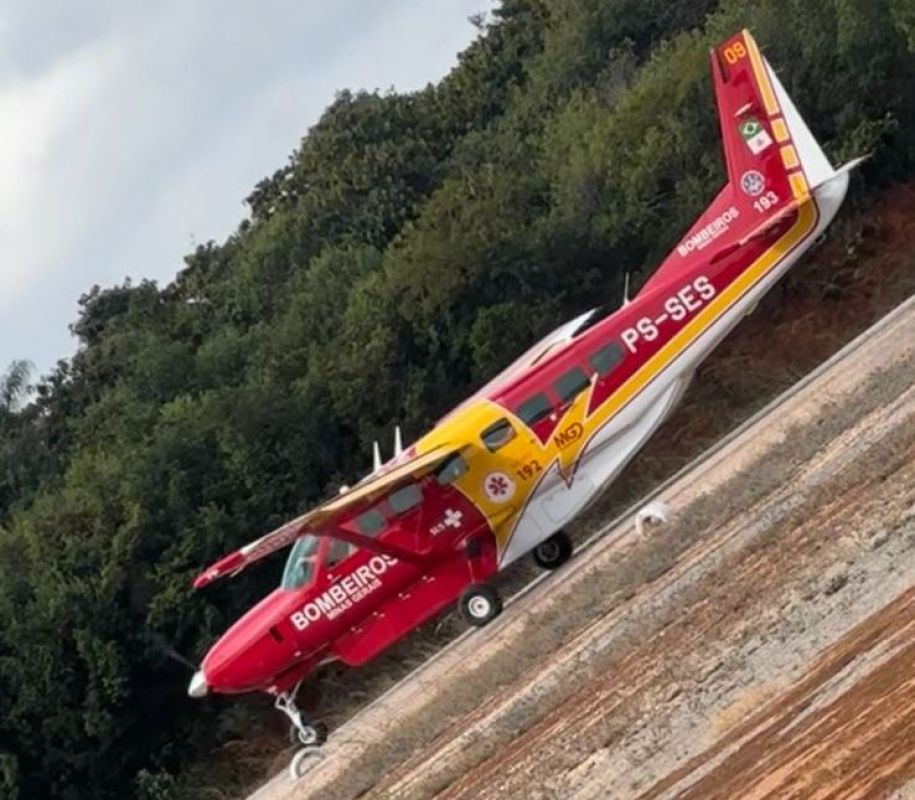 VÍTIMA DE ACIDENTE DE TRABALHO É TRANSFERIDA DE AVIÃO DO HOSPITAL SÃO JOSÉ EM ARCOS PARA BELO HORIZONTE
