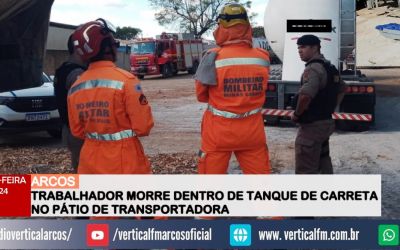 TRABALHADOR MORRE DENTRO DE TANQUE DE CARRETA NO PÁTIO DE TRANSPORTADORA EM ARCOS