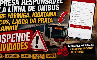EMPRESA RESPONSÁVEL PELA LINHA DE ÔNIBUS  ENTRE FORMIGA, IGUATAMA, ARCOS, LAGOA DA PRATA E BAMBUÍ SUSPENDE ATIVIDADES